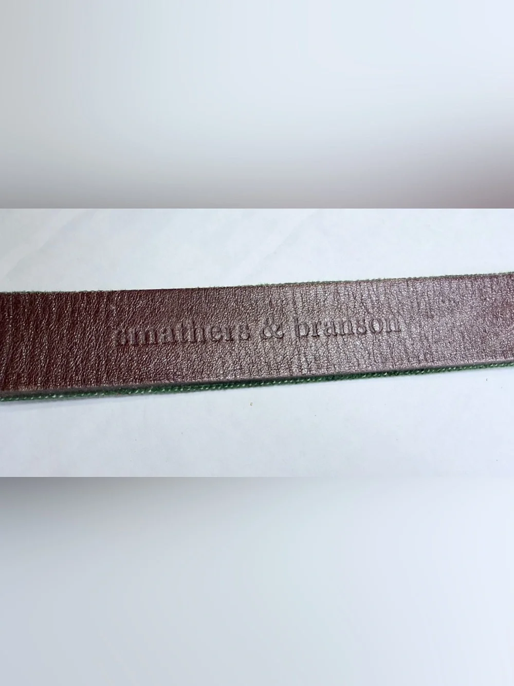 Smathers & Branson Boys Nautical Signal Flag Needlepoint Belt Size L Green Brass